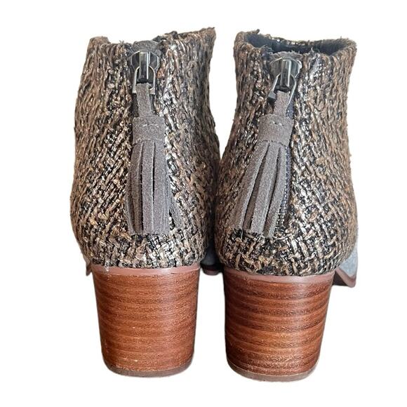 TOMS Leila Bootie Grey Felt Metallic Tweed Shine‎ Boucle Boot Women's Size 8.5 - Picture 2 of 7